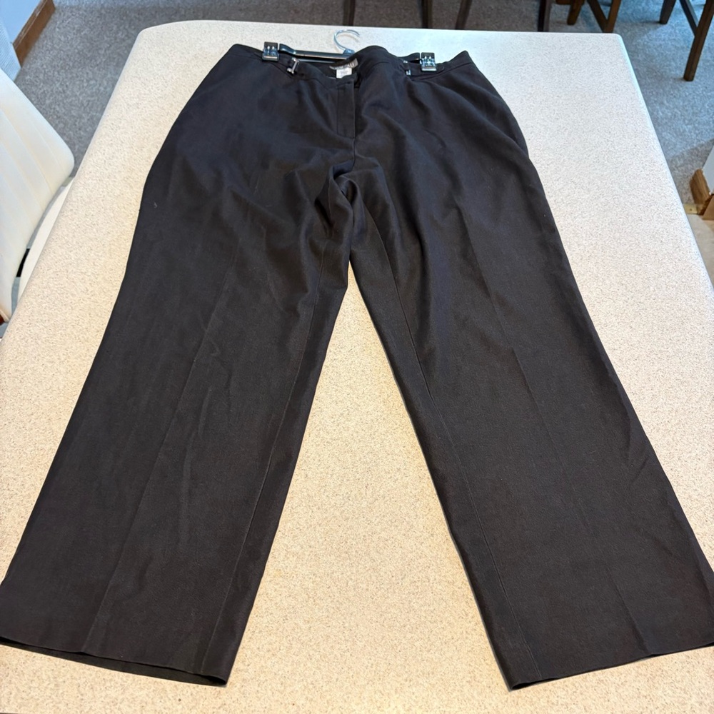 Roz & Ali Dress Barn Wide Leg Trouser Pants Charcoal Grey/black 16